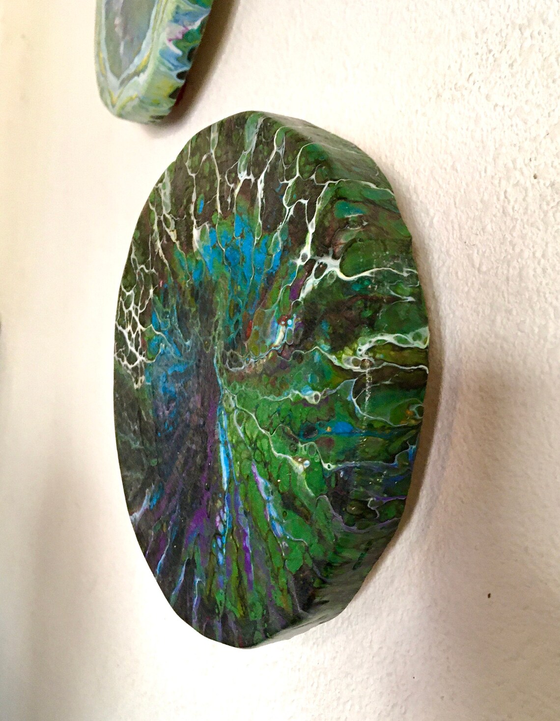 Original Acrylic Pour Painting on wood that I cut and sanded | Etsy