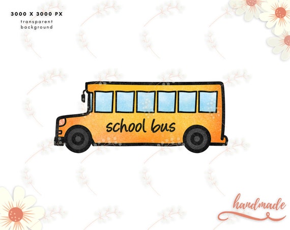 Watercolor Back to School PNG Sublimation Watercolor School Bus Clipart for Digital Download and Printables