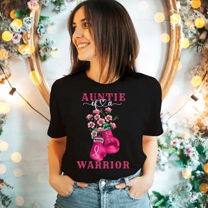 Breast Cancer Shirts For Auntie, Auntie Of A Warrior Niece Pink Family Breast Cancer Ribbon Awareness ©(T Shirt Tank Top Sweatshirt Hoodie)
