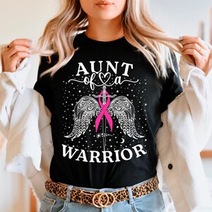 Breast Cancer Shirts For Aunt, Aunt Of A Warrior Niece Pink Family Breast Cancer Ribbon Awareness © ( T Shirt Tank Top Sweatshirt Hoodie )