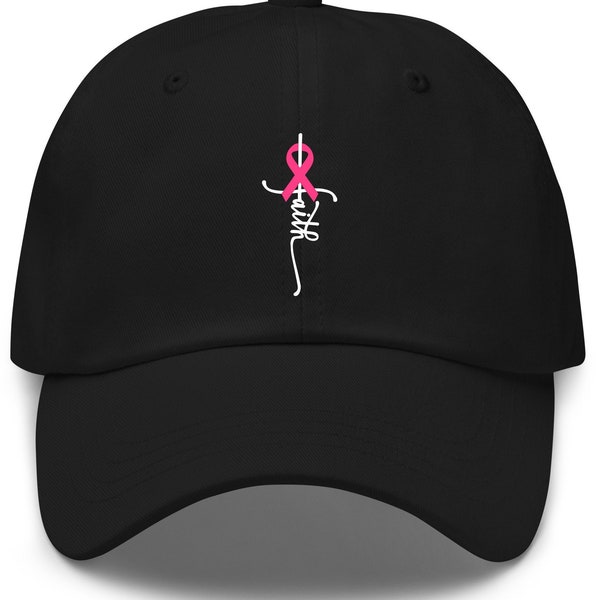 Breast Cancer Awareness Pink Ribbon Hat - Embroidered 'Hope Faith Love' With 3 Hearts, Adjustable Baseball Cap - View #10