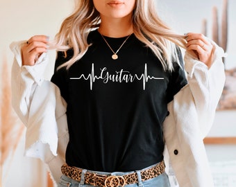 Guitar Shirt, Guitar Heartbeats T Shirt Tank Top T-Shirt Sweatshirt Hoodie, Guitarist Guitar Gift, Gift for Guitar Player, Guitar Lover Gift