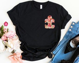 Floral Autism Awareness Puzzle Shirt Autism Puzzle TShirt for Women Men Autism Awareness Shirts Autism Shirt Women Support Autism Gifts