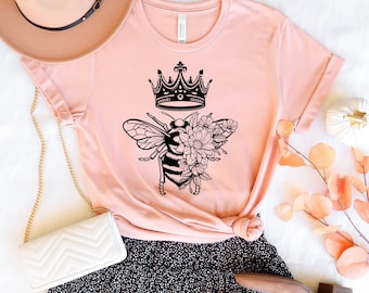 Queen Bee Shirt, Women Bee Shirt, Unique Gift for Bee Lovers, Boss Woman, Bee Tee, Bee Gift for Women Girls, Crown Shirt, Honey Bee Shirt