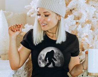 Bigfoot Shirt Gift, EPIC Fantasy Bigfoot Moon T Shirt Tank Top Kid T-Shirt Sweatshirt Hoodie, Camping Shirt, Big Foot Yeti Mountains Tee