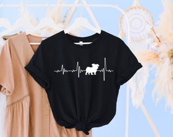 Bulldog Love Heartbeat T Shirt, Bulldog Shirt, Bulldog Mama, Bulldog Gift Tee, Bulldog Life, Bulldog Lover, Women Men Bulldog T-Shirt Outfit
