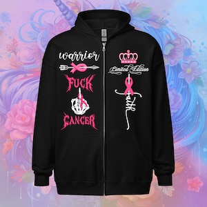 Breast Cancer Zip Hoodie, Breast Cancer Survivor Jacket, Breast Cancer Awareness Gift, Breast Cancer Sweatshirt, Warrior Pink Ribbon Sweater