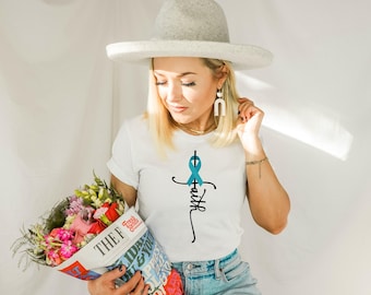 Ovarian Cancer Shirt, Ovarian Cancer Faith T Shirt Tank Top Kid T-Shirt Sweatshirt Hoodie, Cancer Awareness Shirt, Ovarian Ribbon TShirt