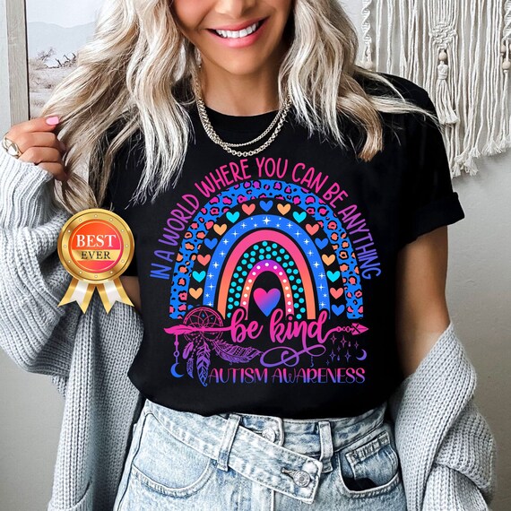 Women's Autism Awareness T-Shirt - 'Be Kind' Support Tee For Autism Acceptance Month