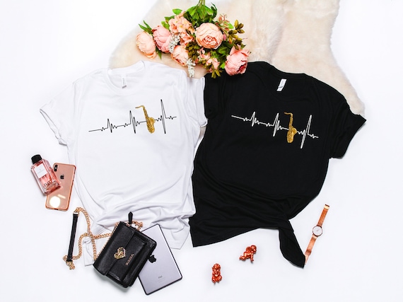 Saxophone Heartbeat T-Shirt, Saxophone Player Shirts Saxophone Heartbeat T-Shirt, Saxophone Player Shirts
