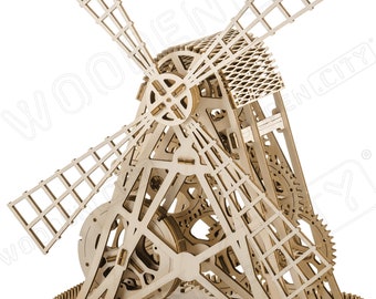 Mill Wooden Mechanical Puzzles for Adults and Kids to Build by WOODEN.CITY | 3D Wooden Puzzles | Model Set | Building Kit