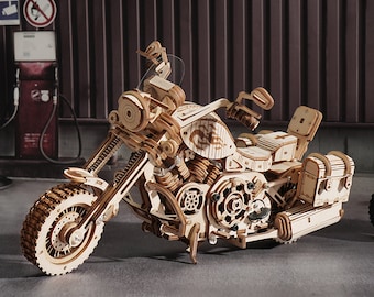 Motorcycle Puzzle 3D Wooden DIY Children Game Assembly Wood Model Kit Building Blocks Decoration for Gift