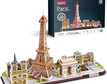 3D Puzzels LED Frankrijk Paris Cityline Model Kits Eiffeltoren Notre Dame de Paris Het Louvre gebouw voor volwassenen kinderen