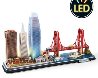 3D puzzels LED San Francisco Cityline Model Kits Verlichting Architectuur Speelgoed Geschenken Golden Gate Bridge voor volwassenen Kinderen