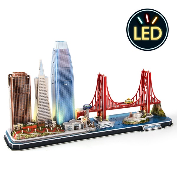 Rompecabezas 3D LED San Francisco Cityline Model Kits Iluminación Arquitectura Juguetes Regalos Golden Gate Bridge Para adultos Niños