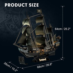 LED 3D Puzzles UPGRADE Queen Anne's Revenge Pirate Ship Model Building Kits Sailboat Jigsaw Puzzles Toy for Adults zdjęcie 9