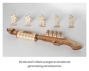 DIY Bullet Rubber Band Gun Justice Guard 3d Houten puzzel Speelgoed Outdoors Game Shooter Cadeaus voor kinderen