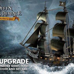 LED 3D Puzzles UPGRADE Queen Anne's Revenge Pirate Ship Model Building Kits Sailboat Jigsaw Puzzles Toy for Adults zdjęcie 2