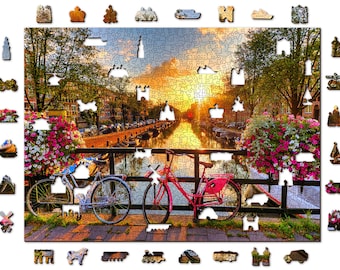 BICYCLES OF AMSTERDAM  Wooden puzzles with double-sided figures