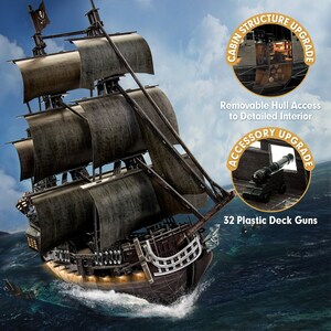 LED 3D Puzzles UPGRADE Queen Anne's Revenge Pirate Ship Model Building Kits Sailboat Jigsaw Puzzles Toy for Adults zdjęcie 5