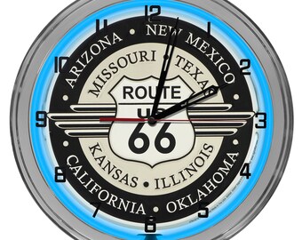 Details about / NIB Route 66 Neon Clock Get Your Kicks On ROUTE 66 RED NEON