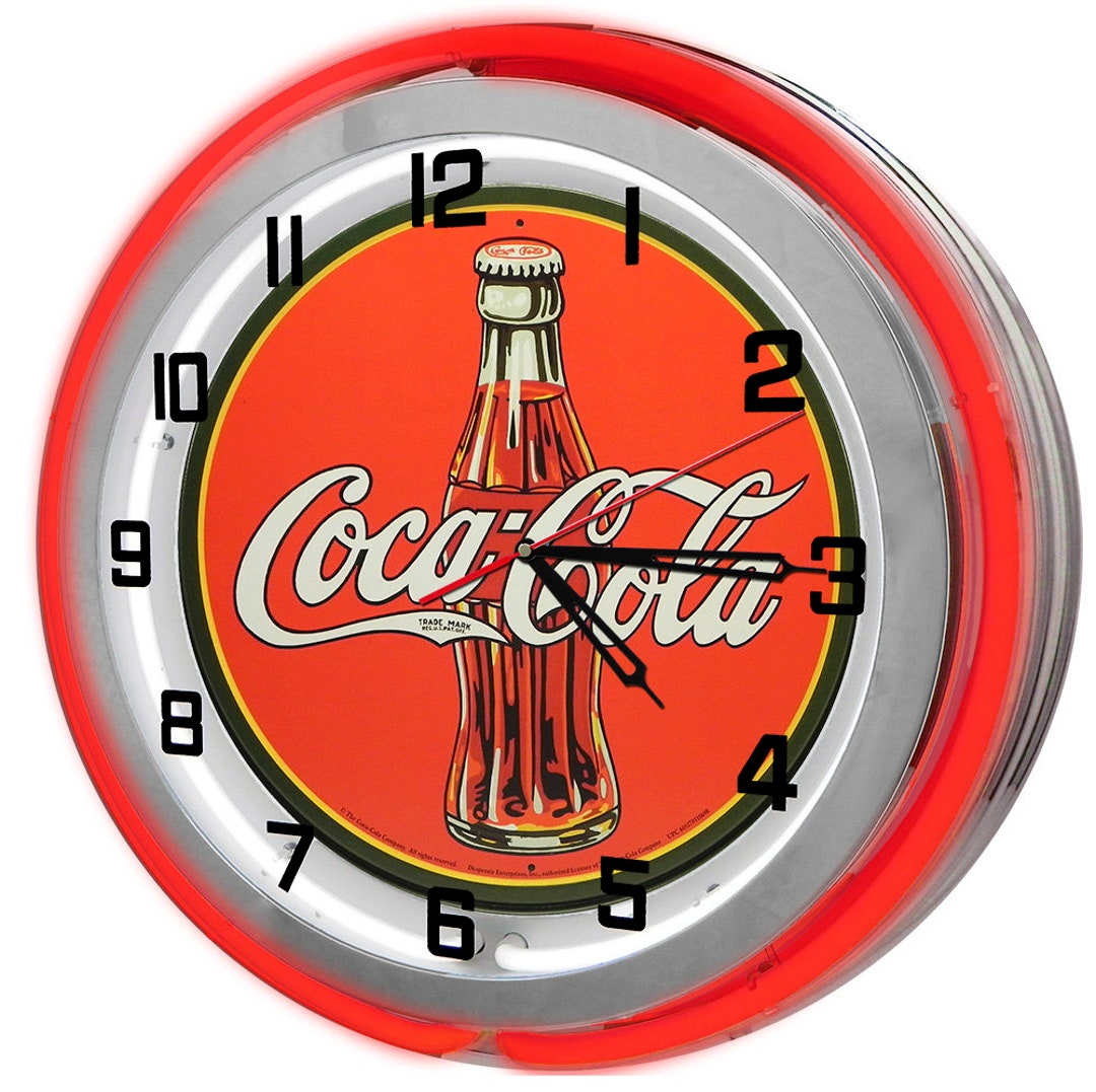 Cocacola 19 Neon Garage Clock Coke Beverage Clock Etsy