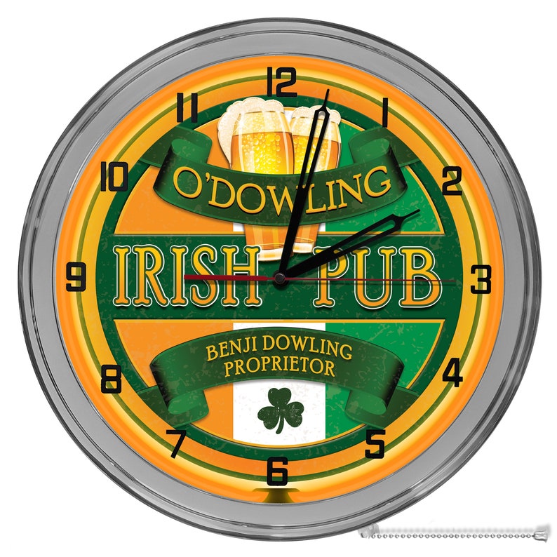Irish Pub 16 in Wall Clock Customized Ireland Tavern Light up Etsy