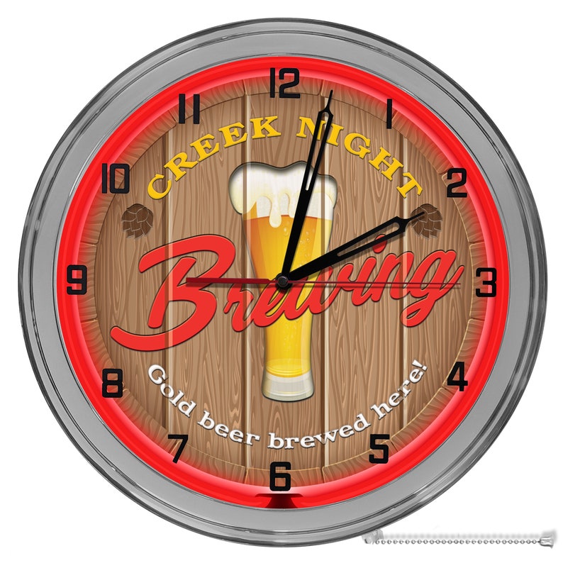 Home Brewery Beer 16 In Clocks Light Up Bar Clocks Neon Beer Etsy