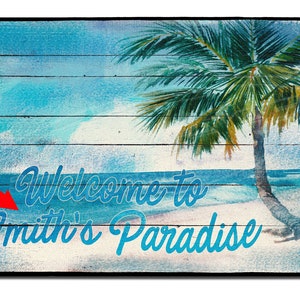 Tropical Beach Welcome Door Mat, Ocean Themed Front Doormat, Palm Trees Door Mat, Tropical Welcome Mats, Beach Porch Welcome Mats