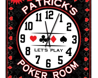 Poker Room Signs, Poker Room Clocks Customized, Game Room Signs, Custom Game Room Clocks, Poker Signs, Poker Décor