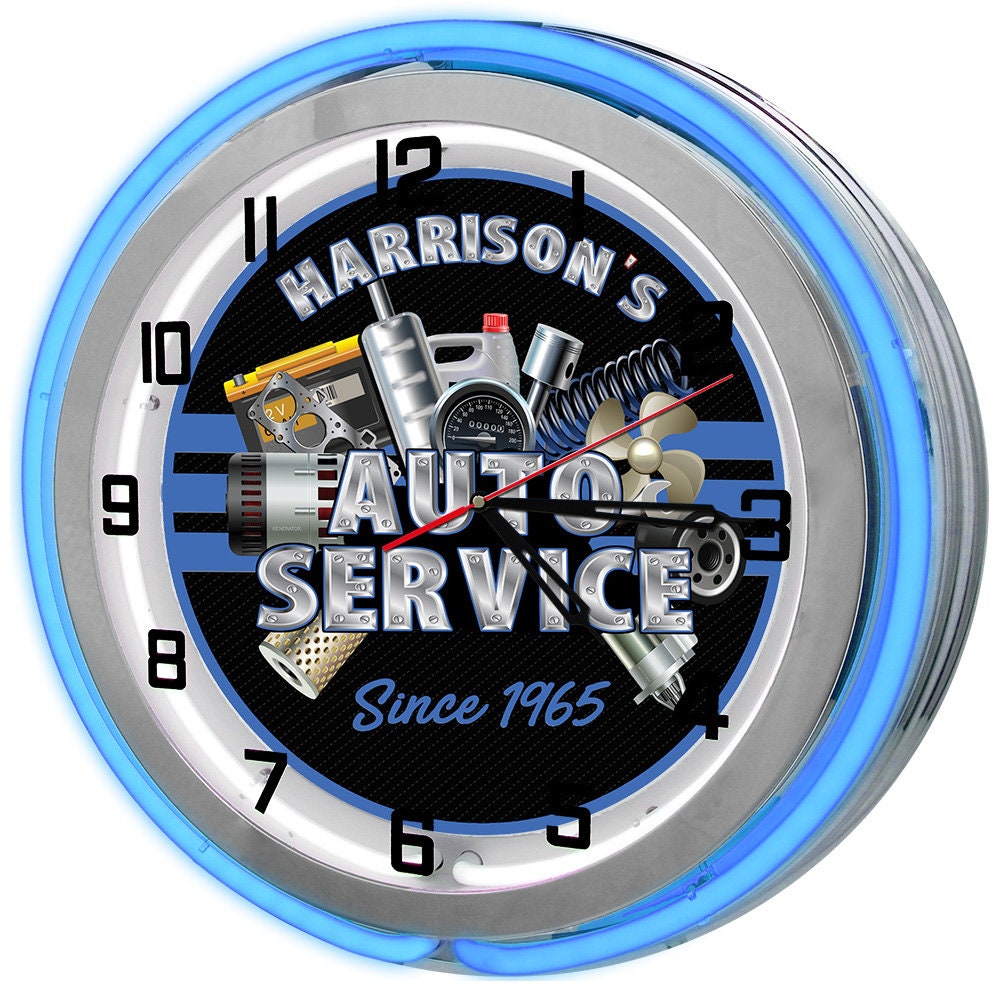 Personalized Auto Service Garage Clock: 19