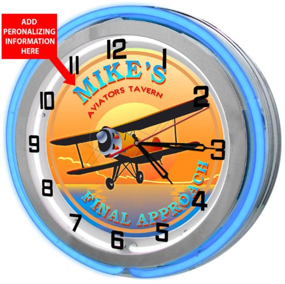 Personalized Aviator's Tavern Neon Clock: 19