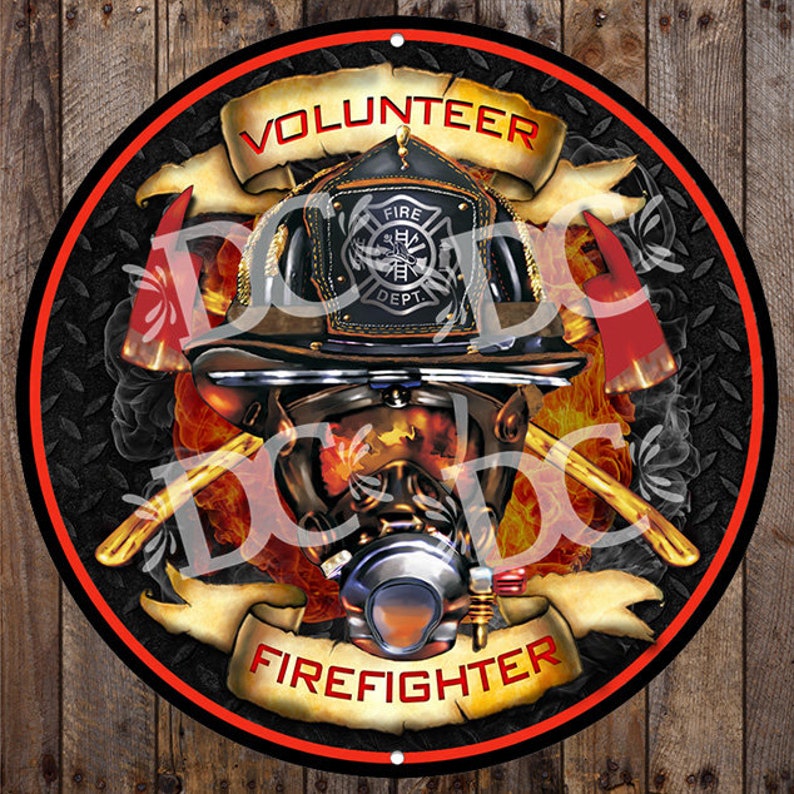 Custom Firefighter Sign: Firehouse Station Logo, Aluminum Circle Sign ...