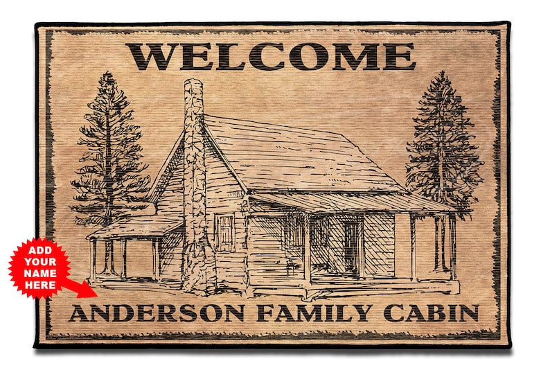 Rustic Cabin Door Mat Cottage Porch Mat Front Door Etsy