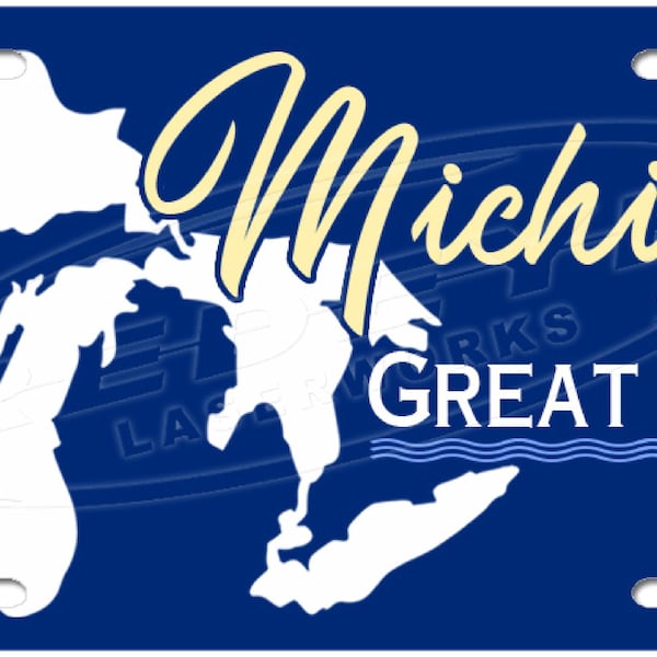 Placa de matrícula de los Grandes Lagos de Michigan, placa de aluminio para coche