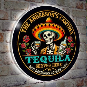 Custom Tequila Bar LED Sign: Cantina Backlit Decor