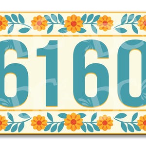 Floral Ceramic Address Tile, Home Address Ceramic Sign, Colorful Floral Front Door Address, Ceramic Tile House Numbers