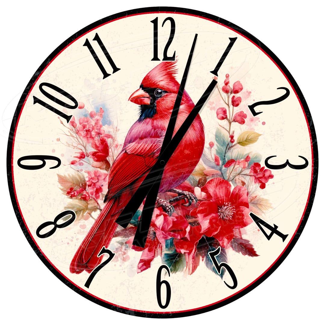 Red Cardinal Bird Clock: Wild Bird Decor - Etsy