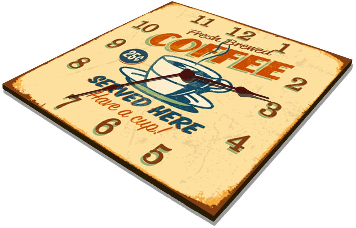 Coffee Wall Clock Café Wall Décor Diner Wall Clock Coffee Etsy