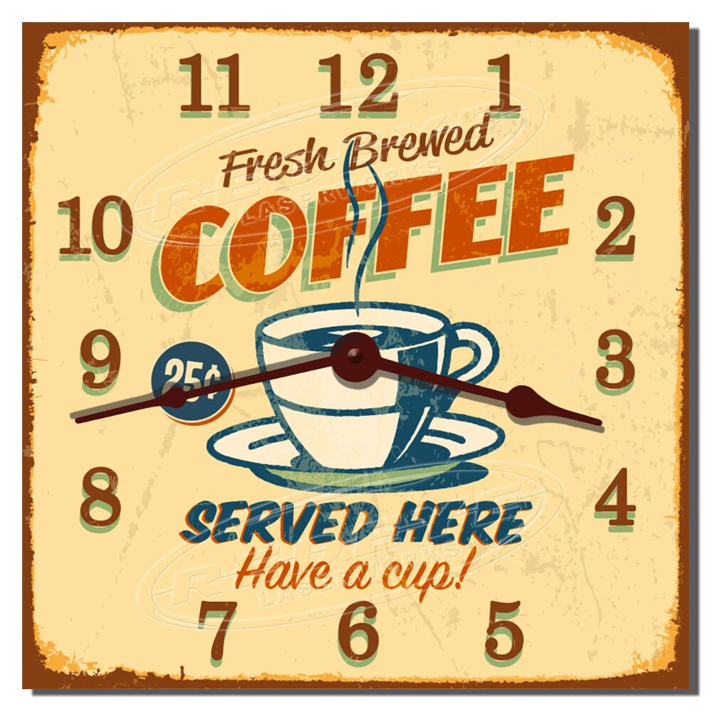 Coffee Wall Clock Café Wall Décor Diner Wall Clock Coffee Etsy