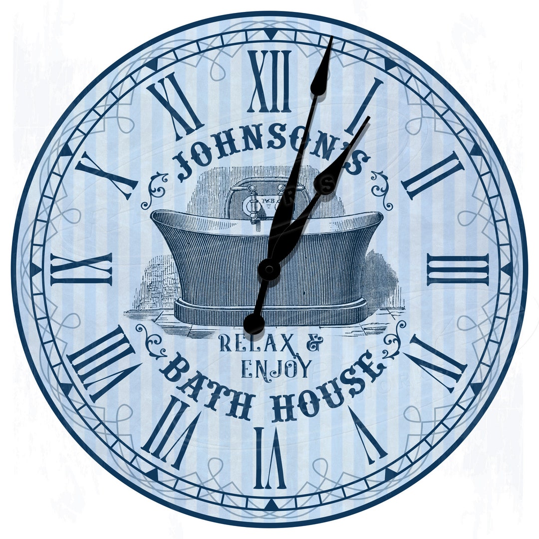 Custom Bathroom Clock, Bath House Clock, Vintage Bathroom Clock