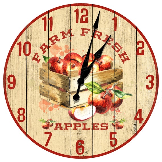 Apple Farm Clocks Apple Themed Clocks Red Apples Decor Etsy