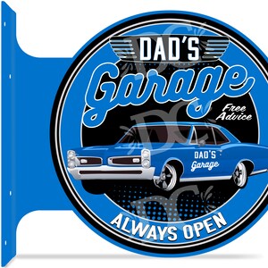 Dad&#39;s Garage Hot Rod Décor Double Sided Sign, Hot Rod Garage Sign, Rat Rod Garage Sign, Decorative Garage Signs