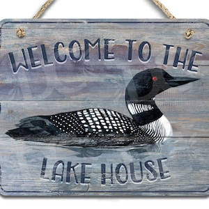 Loon Themed House Sign, Loon Cabin Sign, Loon Decor, Cabin Decor, Cottage Decor, Front Door Loon Welcome Sign