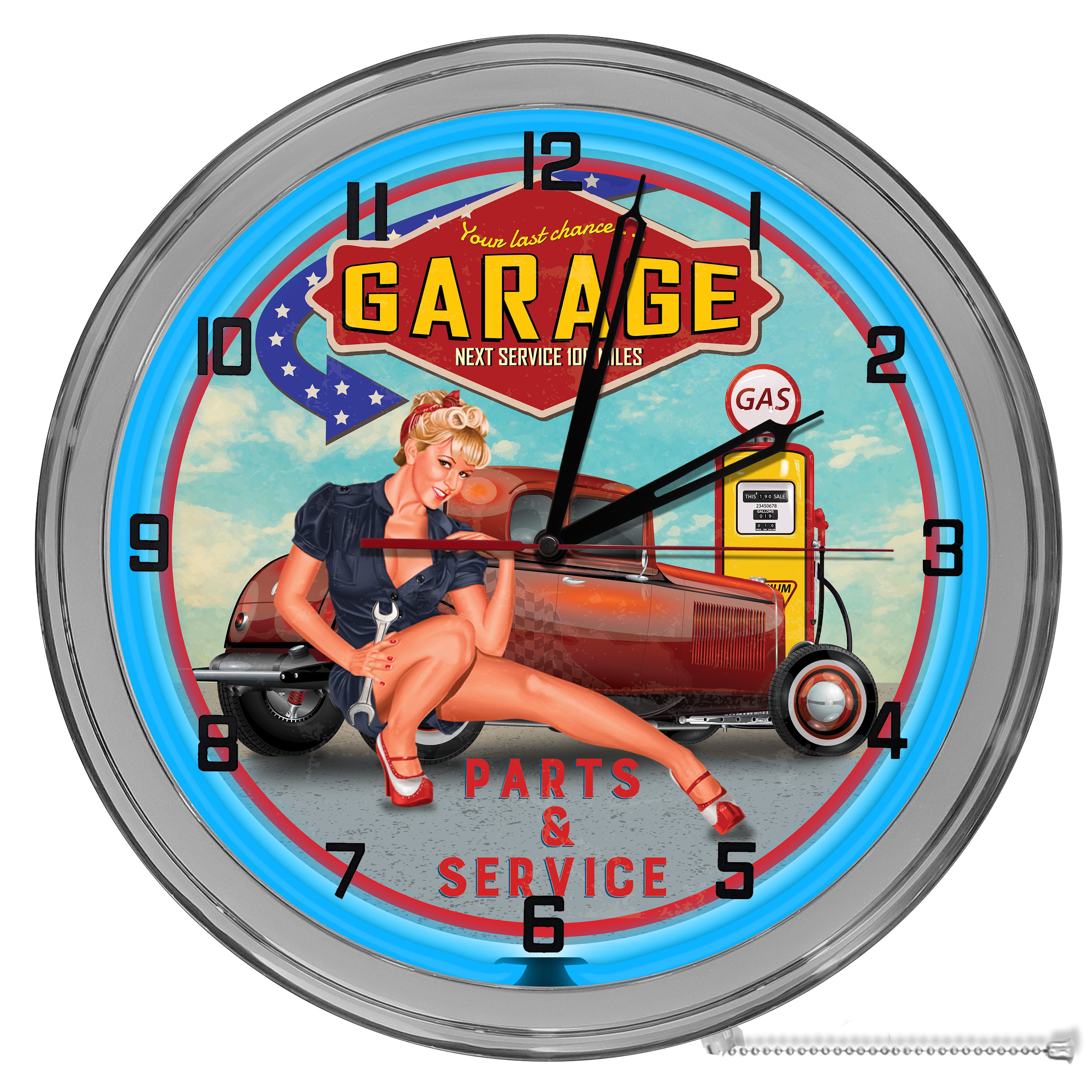 Vintage Garage Neon Wall Clock: Hot Rod Speed Shop Decor - Etsy