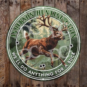 Deer Hunting Aluminum Sign: Beer Drinking Cabin Decor image 2