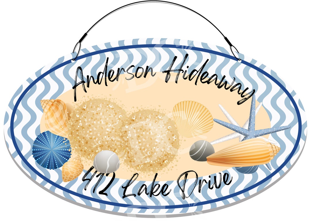 Sea Shell Themed Metal Personalized Sign, Beach Signs, Seagulls Signs ...