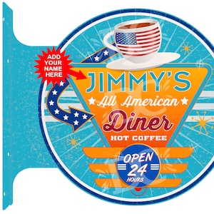 Diner Double Sided Sign, Vintage Diner Décor, Restaurant Décor, Custom Restaurant Signs, Kitchen Signs