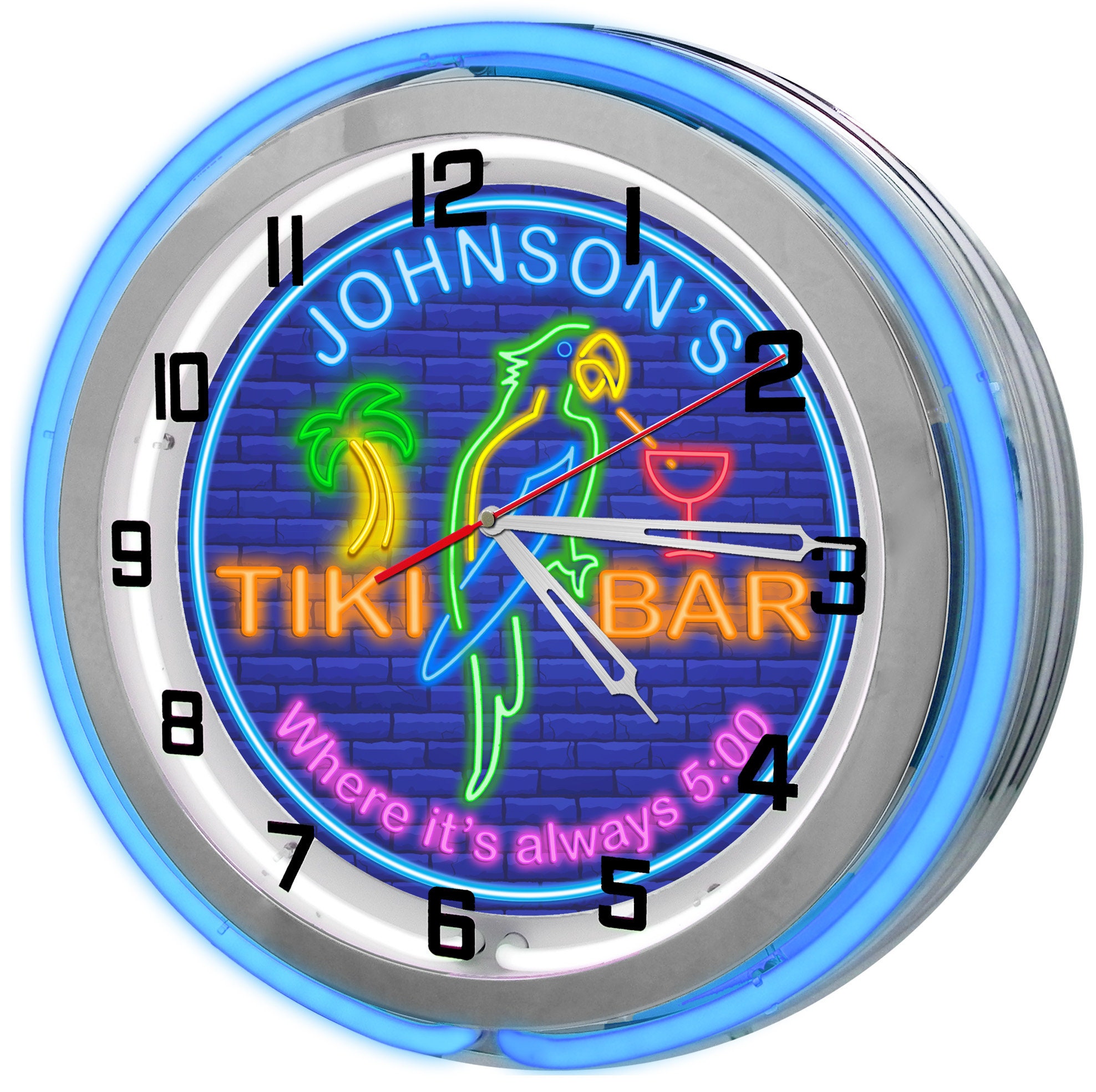 Parrot Tiki Bar Neon Clock: 19" Light up Wall Decor - Etsy