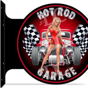 Hot Rod Garage Double Side Sign, Garage Signs, Muscle Car Signs, Garage Decor, Hot Rod Decor, Hot Rod Garage